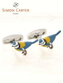 サイモンカーター　　SIMON CARTER カフリンクス メンズ BLUETIT カフス シジュウカラモチーフ ブルー&イエロー エナメル 真鍮 アクセサリー ギフト プレゼント イギリスブランド