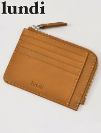 ルンディ　　lundi フランスブランド メンズ ジップウォレット カードケース サブ財布 レザー製 スリム コインケース ブラウン でらでら 公式ブランド