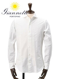 ジャンネット　　GIANNETTO 長袖カジュアルシャツ メンズ オックスフォード コットン100% ホリゾンタル襟 スリムフィット ホワイト A6040L イタリア製 国内正規品 でらでら公式 ブランド