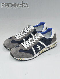 PREMIATA プレミアータ ホワイト　国内正規品 メンズスニーカーネイビー＆ブラウン　LUCY ルーシー 起毛革コンビ 白ミドルソール ローカットシューズ