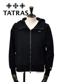 タトラス　　TATRAS スウェットパーカー メンズ フェルダ FELDA ジップアップ仕様 シルケットコットン ブラック 黒 左袖エンボスロゴ レギュラーフィット MTAT24S8198 国内正規品 でらでら公式 ブランド