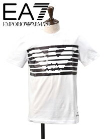 エンポリオアルマーニ　　EA7 メンズ 半袖カットソー グラフィックシリーズ イーグルロゴTシャツ ホワイト ストレッチコットン ブランド