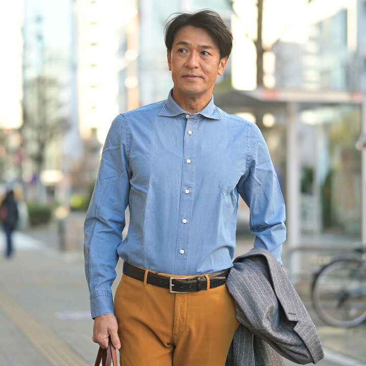 楽天市場】フィナモレ Finamore 長袖カジュアルシャツ メンズ 