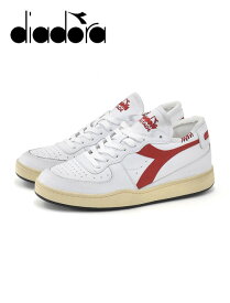 ディアドラ ヘリテージ　　Diadora Heritage メンズスニーカー ローカット MI BASKET ROW CUT マイバスケット バッシュ ホワイト×ガーネット フルグレインレザー イタリア ブランド インポート