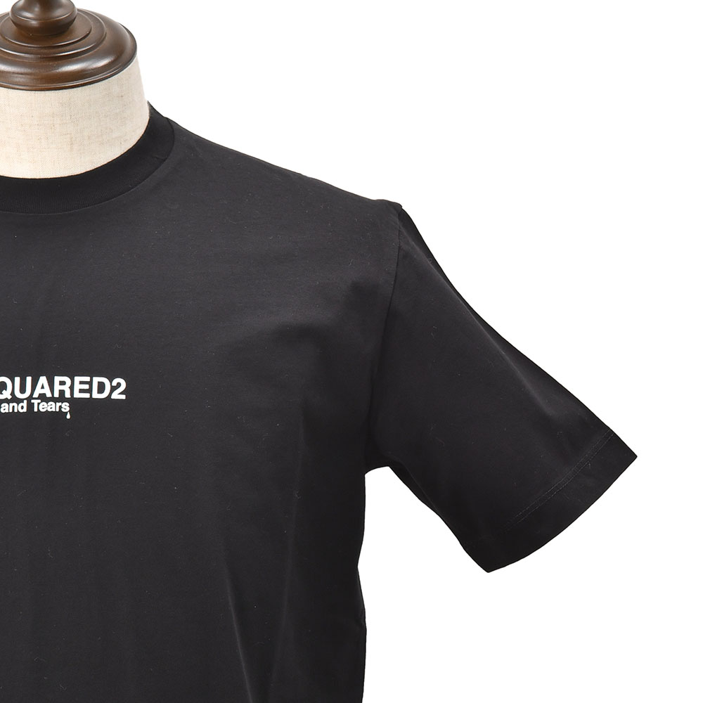 【サマーセール 20%off】ディースクエアード　　DSQUARED2 Tシャツ メンズ 半袖 クルーネックカットソー ブラック コットン  ブランドロゴプリント 国内正規品 でらでら 公式ブランド | インポートセレクトSHOPでらでら