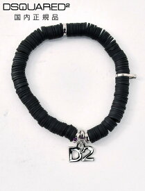 ディースクエアード　　DSQUARED2 ブレスレット メンズ Bracelets ブランドチャーム ブラック シリコンリング ユニセックス 真鍮 ジュエリー ゴム仕様 国内正規品 でらでら 公式ブランド