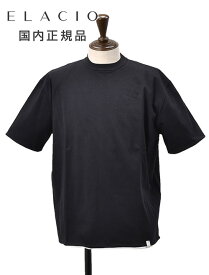 【3月4日20時発売開始30】エラシオ　　ELACIO リバーシブルTシャツ メンズ 半袖 クルーネックカットソー コットンスムースジャージー ブラック×ホワイト 黒×白 無地デザイン レギュラーシルエット 国内正規品 でらでら 公式ブランド