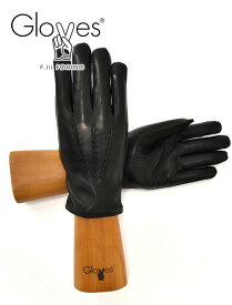 グローブス　　gloves レザーグローブ メンズ ラムレザー 手袋 カシミヤニット裏地 CA060 ブラック 黒 羊革 3本ラインデザイン ギフト プレゼント イタリア製 でらでら 公式ブランド