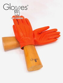 【マラソン期間 11,000円】グローブス　　gloves メンズ 革手袋 オレンジ マンダリン 3本の縫い目 ラムレザーグローブ カシミアウールニット裏 プレゼント ユニセックス