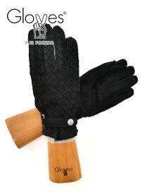 グローブス　　gloves レザーグローブ メンズ スウェードレザー 手袋 イントレチャートデザイン カシミヤニット裏地 CA741 ブラック 黒 アジャスターベルト ギフト プレゼント イタリア製 でらでら 公式ブランド
