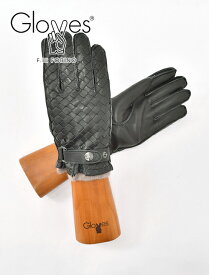 グローブス　　gloves メンズ イタリア ラムレザー 手袋 カシミヤウールニット裏 防寒 編み込み羊革 ギフト プレゼント CA741 グレー 男女兼用