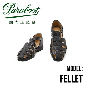 パラブーツ　　PARABOOT 国内正規品フェレット メンズ レザーサンダル FERRET ブラック オイルドレザー グラディエーター 編み込みレザー グルカサンダル