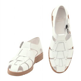 【ポイント8倍 11/27 9:59まで】パラブーツ　　PARABOOT パシフィック PASIFIC メンズサンダル ホワイト GRグレインレザー 型押し グルカ グラディエーター 編み込み イタリア製