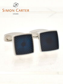サイモンカーター　　SIMON CARTER カフリンクス メンズ SUNRAY カフス スクエア型 日光モチーフ エナメル 真鍮 ネイビー アクセサリー ギフト プレゼント イギリスブランド