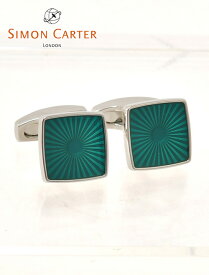 サイモンカーター　　SIMON CARTER カフリンクス メンズ SUNRAY カフス スクエア型 日光モチーフ エナメル 真鍮 エメラルド アクセサリー ギフト プレゼント イギリスブランド