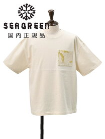 【GWフェア クーポン有】シーグリーン　　Seagreen 半袖Tシャツ メンズ クルーネックカットソー リサイクルコットン 胸ポケット付き アイボリー リラックスフィット ブランドアイコン刺繍 国内正規品 でらでら 公式ブランド