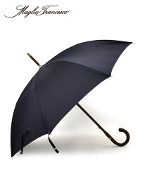 マリアフランチェスコ　　Maglia Francesco 長傘 メンズ 一本通し アンブレラ ヘリンボーン柄 ポリエステル生地 ネイビー 紺 カバーケース付き ハンドメイド イタリア製 でらでら 公式ブランド 【ラッピング不可】