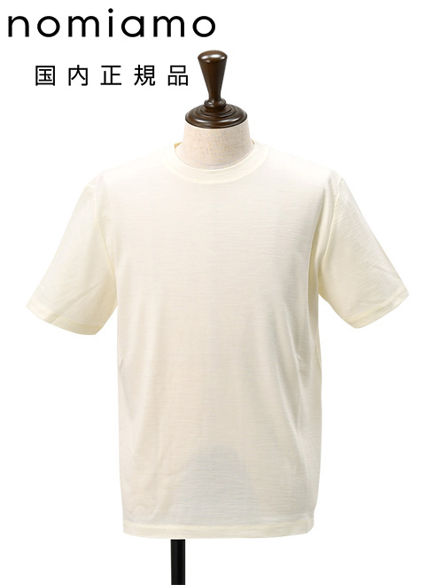 ノミアモ　　nomiamo 半袖Tシャツ メンズ クルーネックカットソー ウォッシャブルウール super100’s オフホワイト ボックスカット リラックスフィット ナチュラルストレッチ 国内正規品 でらでら公式 ブランド