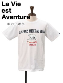 ラ ヴィ エ アバンチュール　　La vie est aventure 半袖Tシャツ メンズ クルーネックカットソー ホワイト シロクマプリント メッセージロゴ ユニセックス フランスブランド