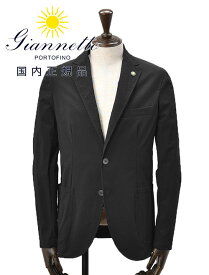 ジャンネット　　GIANNETTO シャツジャケット メンズ シアサッカー生地 CORALLO コラッロモデル シングル2つ釦 コットン ブラック 黒 軽量 ラペルピン 背抜き仕様 イタリア製 国内正規品 でらでら 公式ブランド