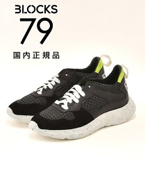 【3月4日20時発売開始50】ブロックス79　　BLOCKS79 スニーカー メンズ レースアップシューズ COBIモデル パンチング ブランドアイコン ブラック 黒 スムースレザー Extralightソール サスティナブル 国内正規品 でらでら 公式ブランド