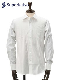 スペルラティボ　　Superlativo ドレスシャツ メンズ セミワイドカラー コットンクロス生地 ホワイト 白 ストライプ柄 レギュラーフィット ツイルデザイン 当店オリジナルシャツ 日本製