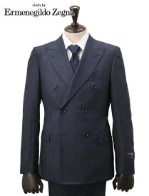 【マラソン期間 60%off】エルメネジルド ゼニア cloth by Ermenegildo Zegna TRAVELLER トラベラー 秋冬新作 ダブルブレスト メンズスーツ 6つボタン 杢ネイビーヘリンボーン スリムフィット