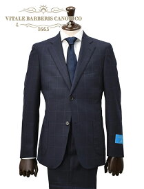 【early summer SALE 60%off】ヴィターレ バルベリス カノニコ VITALE BARBERIS CANONICO シングルスーツ メンズ 2ボタンフロント ネイビー スーパーソニック ウィンドウペン柄 Superlativo スペルラティボ 日本製 ブランド