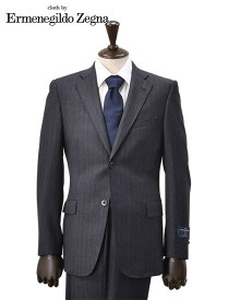 【early summer SALE 70%off】cloth by Ermenegildo Zegna エルメネジルド ゼニア メンズスーツ シングル2つボタン ELECTA エレクタ ウール グレー＆ストライプ 秋冬