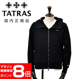 タトラス　　TATRAS ジップアップパーカー メンズ スウェットパーカー フェルダ FELDA シルケットコットン ブラック 黒 左袖エンボスロゴ 裏パイル仕様 レギュラーフィット 国内正規品 でらでら公式 ブランド