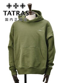 タトラス　　TATRAS プルオーバーパーカー メンズ アギラ AGUILA スウェット生地 シルケットコットン カーキ 左袖エンボスロゴ オーバーサイズ 国内正規品 でらでら公式 ブランド