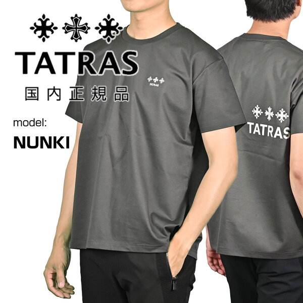 タトラス　　TATRAS 半袖Tシャツ メンズ ヌンキ NUNKI クルーネックカットソー スーピマコットン チャコール 左胸刺繍&背面ロゴ刺繍 リラックスフィット 国内正規品 でらでら公式 ブランド