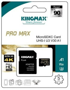 KINGMAX MicroSDXC UHS-1 U3 64GB (5�N) Promax �u���b�N KM64GMCSDUHSPM1AUHSP1A (64GB)