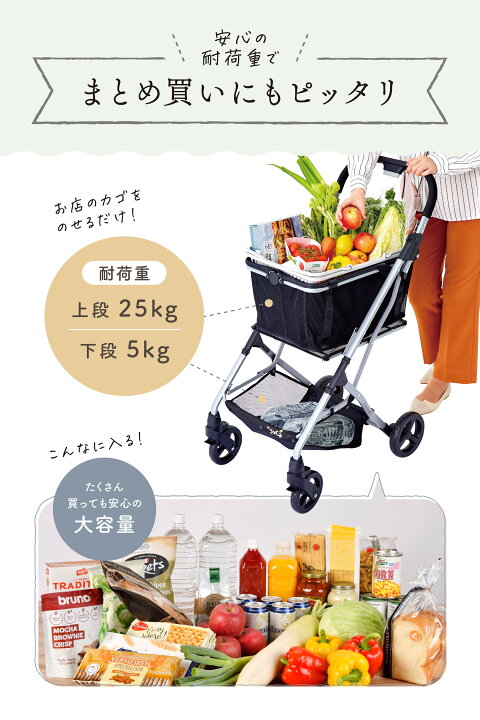 楽天市場】エコカ 折りたたみ ショッピングカート 2段構造 耐荷重30kg 