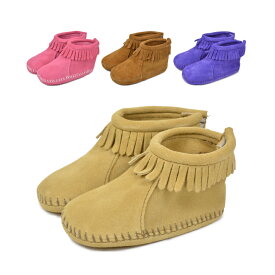 【●ポイント最大5倍！4/20限定！】ミネトンカ MINNETONKA キッズ ベルクロ バックフラップ ブーツ VELCRO BACK FLAP BOOTIE ベビー キッズ 本革 レザー スエード シューズ プレゼント ギフト おしゃれ お洒落 かわいい