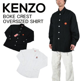 【●ポイント最大5倍！4/25限定！】KENZO ケンゾー BOKE FLOWER CREST OVERSIZED SHIRT クレスト 刺繍 オーバー シャツ メンズ 長袖 フラワー ロゴ 刺繍