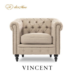 VINCENT ヴィンセントシリーズ 英国調 1人掛けソファ シングルソファー 1人用 コンパクト アンティーク調 レトロ クラシカル ナチュラル カジュアル おしゃれ かっこいい かわいい 店舗什器 撮