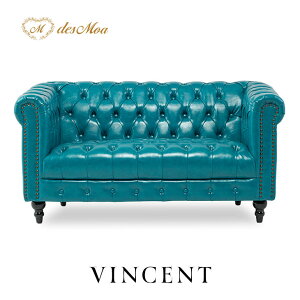 VINCENT ヴィンセントシリーズ 英国調 2人掛けソファ 2人用 ボタン留 コンパクト アンティーク調 レトロ クラシカル おしゃれ かっこいい かわいい 店舗什器 応接室 書斎 オフィス ディスプレ