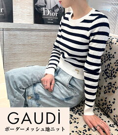 【GAUDi 】ボーダーメッシュ地ニット