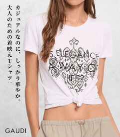 【GAUDI】レタリングプリントラインストーンTシャツ★IT611BD64049