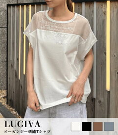 【LUGIVA】オーガンジー刺しゅうTシャツ