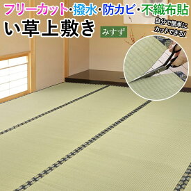 ラグ い草 上敷き 撥水 ござ 畳 フリーカット 切って使える 敷物 夏用 カーペット マット 防カビ 双目織 裏面不織布 絨毯 たたみ 敷くだけ 和室 色褪せ防止 日焼け防止 消臭効果 湿度調整 江戸間 二畳 2畳 2帖 約174×174cm みすず (H) 引っ越し 新生活