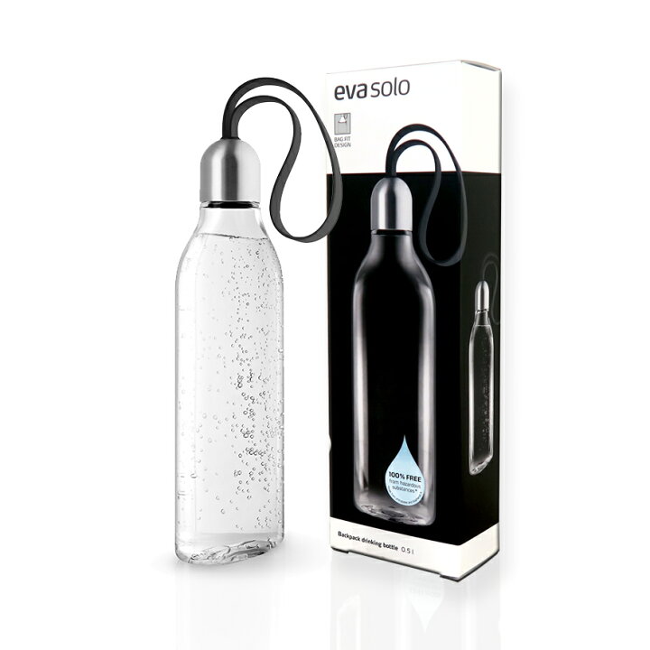 楽天市場 送料無料 正規代理店 Eva Solo エバソロ バックパックドリンキングボトル ブラック おしゃれ ドリンクボトル 水筒 アウトドア レジャー 通勤 通学 シンプル メンズ レディース 男性 女性 ヨガ 水分補給 ジム 習い事 Bpaプラスチック不使用 本体のみ食洗機