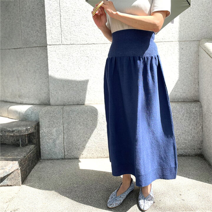 楽天市場】のびるニットスカート ロング 麻 春夏 五泉ニット  
