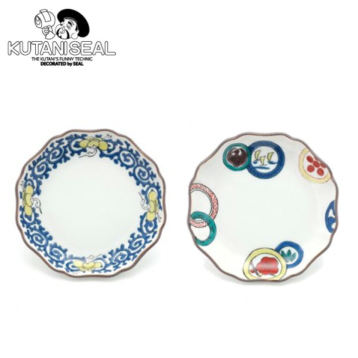 楽天市場 九谷焼 花型小皿 梅に鶴と蛸唐草文 丸紋散らし クタニシール Kutani Seal 和食器 Designers Laboshop