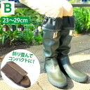 日本野鳥の会　レインブーツ 長靴 レディース メンズ ロング 折りたためる 軽量 歩きやすい 足首フィット WBSJ バード…