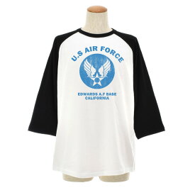 エアフォース AIR FORCE Tシャツ U.S AIR FORCE BASE ラグラン 七分 七分袖 3/4 メンズ レディース ティーシャツ US エアーフォース ミリタリー アメリカ USA ベース アメカジ 大きいサイズ S M L XL JUST ジャスト