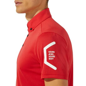 asics アシックス TEAM HEXAGON POLO RECYCLE クラシックレッド 2XL 2031D728 600 | スポーツ メンズ 2XL レッド 赤 服 衣類 衣料品ウェア ウエア チームウェア トップス ポロシャツ 吸汗速乾 ボタンダウン リサイクル素材 ポリエステル