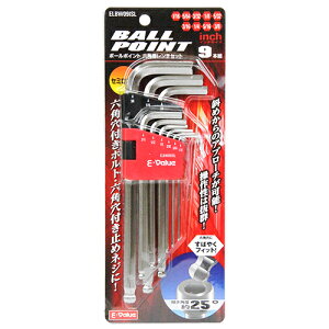 E-VALUE ボールポイント六角棒レンチセットセミロングインチ ELBW09ISL