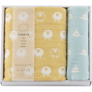 FUWARA ふわら 六重織フェイスタオル タオルハンカチセット ブルー FWR2000 | 0129010 ふわら タオル 六重織 フェイスタオル タオルハンカチ セット 詰合せ ギフト プチギフト シンプル ガーゼ素材